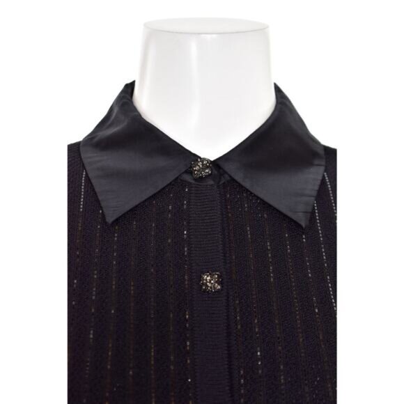 ST. JOHN COLLECTION Evening Paillette Striped Jacket Sz 6 Black - Picture 2 of 10